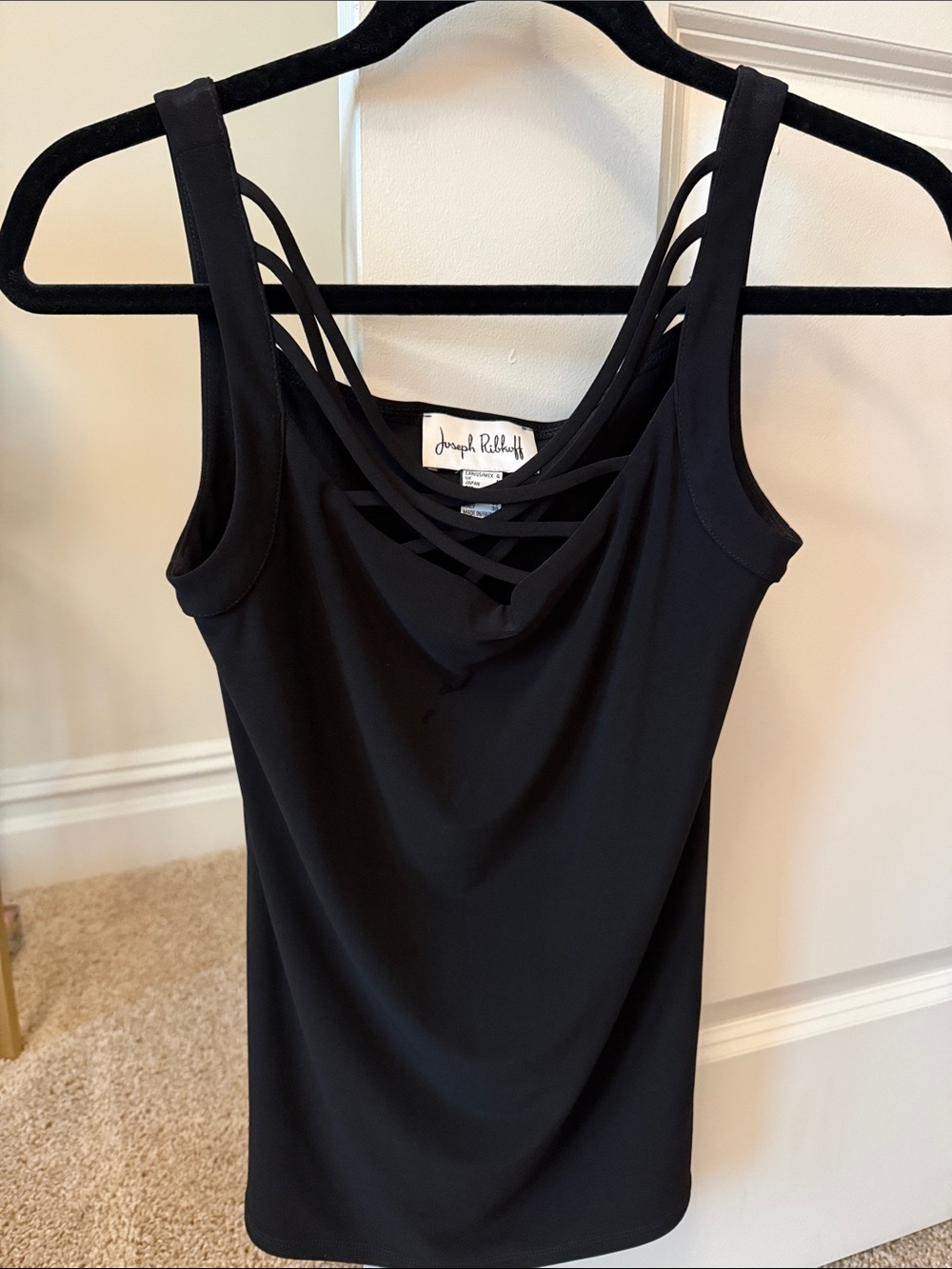 Joseph Ribkoff Black Strappy Scoop-Front Tank